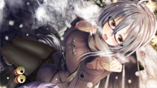 Woman grey hair hat snow - aguri uchida free wallpaper