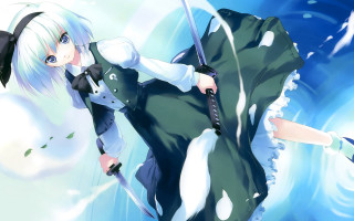 Anime girl sword green dress - her body free wallpaper