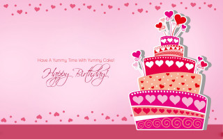 Birthday card cake hearts festive - a birthday card free wallpaper