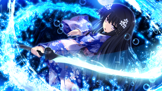 Woman blue dress sword bubbles - a sword free wallpaper for desktop