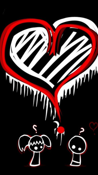 Heart man woman drawing black - a red heart free wallpaper