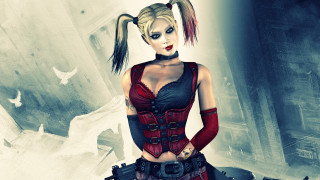 Woman gun red black outfit - a city free wallpaper for desktop