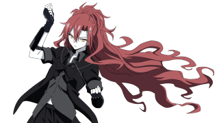 Red haired woman sword black - long red hair holding free wallpaper