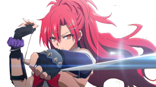 Pink haired girl sword pointing - pink hair holding free wallpaper