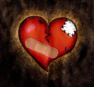 Broken heart plaster patch paper - a digital rendering free wallpaper