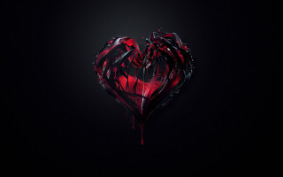Heart blood dripping black background 2 - blood free wallpaper