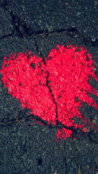 Heart asphalt street red line - red free wallpaper