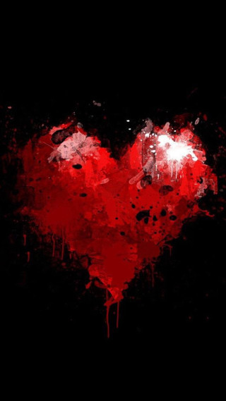 Heart black background red splatters - red free wallpaper