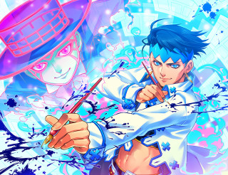 Man top hat paintbrush blue - a blue hair free wallpaper