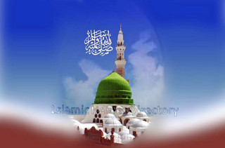 Green dome white minaret blue 2 - a digital rendering free wallpaper