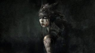 Woman mask bodypaint blood face - dark fantasy art free wallpaper
