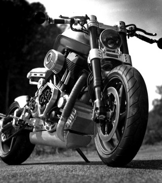 Motorcycle parked road trees bushes - a motorcycle free wallpaper