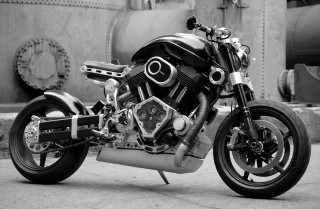 Motorcycle parked road building pipe - behance hd free wallpaper