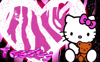 Hello kitty teddy bear heart - a teddy bear in front free wallpaper
