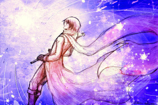 Woman long dress sword drawing - flowing free wallpaper