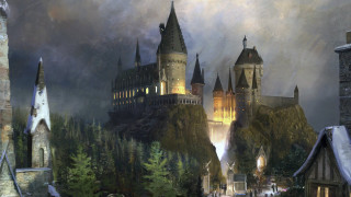Castle towers trees painting scenery - a painting of a castle free wallpaper