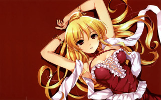 Red dress blonde hair anime - her hip free wallpaper