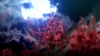 Full moon building red flowers - a full moon in the background free wallpaper