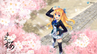 Anime girl cherry blossoms outdoors - a anime girl free wallpaper