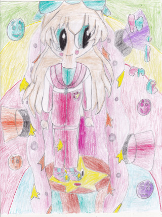 Cat pink dress stars drawing - a drawing of a cat free wallpaper