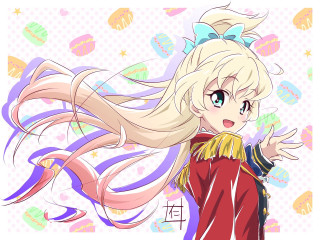 Blonde bow jacket ponytail anime - a red jacket free wallpaper