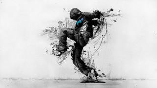 Skateboarder blue light trick movement - leg free wallpaper