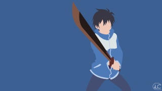 Eizan kikukawa blue background sword - a minimalist painting free wallpaper