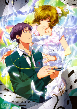 Anime man woman musical notes - musical free wallpaper