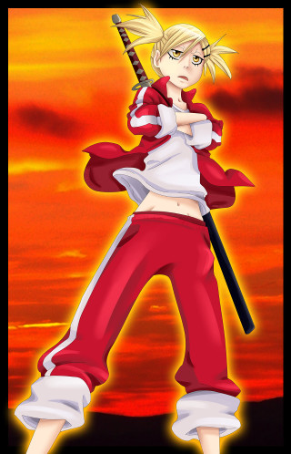 Cartoon character sword red background 4 - a sword free wallpaper