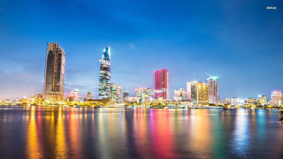 City skyline water night lights 3 - cui bai free wallpaper