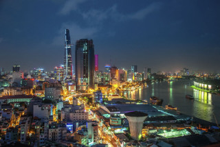 City skyline night river bridge 6 - cui bai free wallpaper