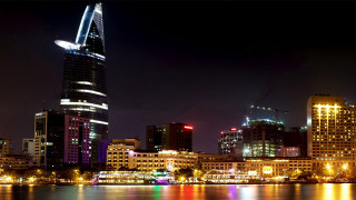 City skyline water night lights 4 - a large body of water free wallpaper