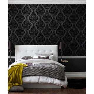 Bed white headboard black wallpaper 2 - the bed free wallpaper