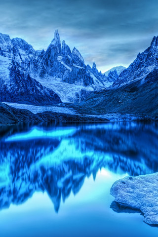 Mountain lake snow clouds blue 2 - beautiful landscape free wallpaper