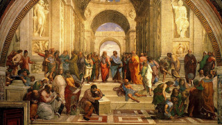 Group people building sky background 10 - renaissance oil painting free wallpaper