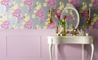 White table mirror flowers pink - a floral wallpaper free wallpaper