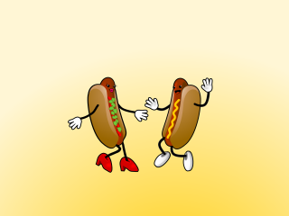Jumping hot dogs hands legs - their hands in free wallpaper