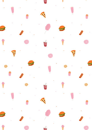 Food drinks pattern white pink - aestheticism free wallpaper