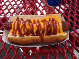 Hot dog cheese ketchup bun - a hot dog free wallpaper