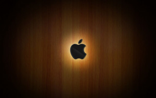 Wooden apple logo light shining - wooden free wallpaper