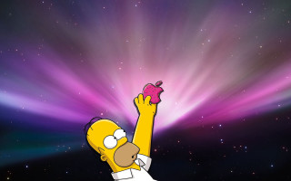 Cartoon character holding apple purple 2 - the sky behind free wallpaper