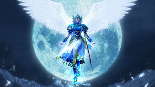 Woman wings full moon bow - epic fantasy character art free wallpaper