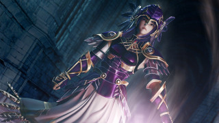 Woman costume sword dark room 2 - a costume holding free wallpaper