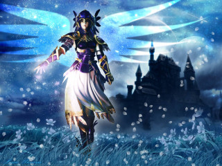 Woman dress hat field castle - a woman in a dress and hat free wallpaper