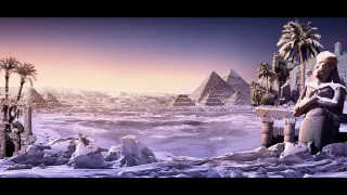 Man bench desert pyramids palmtrees - a bench in front free wallpaper