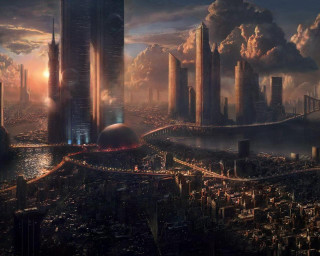 Futuristic city bridge dome night - a futuristic city free wallpaper