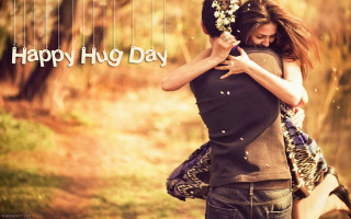 Happy hug day man woman - free love wallpaper
