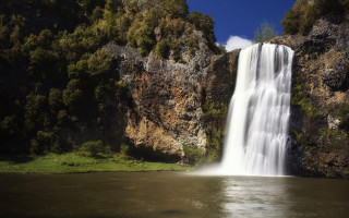 Waterfall cascading river trees nature - arthur quartley free wallpaper