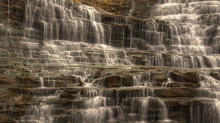 Waterfall flowing bench front bench - underneath free wallpaper