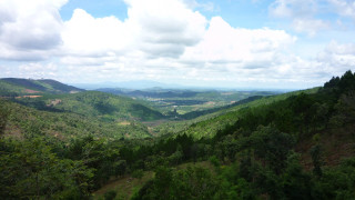 Valley trees hills clouds sky - tree and hills free wallpaper